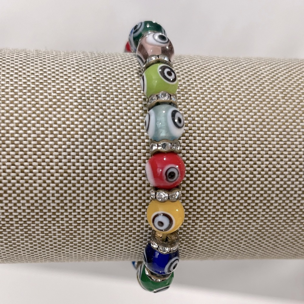 Bracelet Stretchy Boho Beaded Evil Eye Multi Color-OS